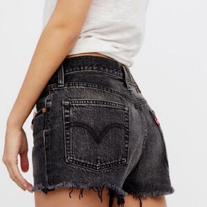 Levi's 8 514 Faded Black Wash Cutoff High Rise Frayed Denim Jean Shorts